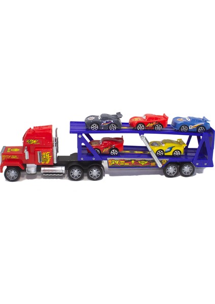 Oyuncak Taşıyıcı Tır 48 cm 2 Katlı 5 Adet Mini Araba modelleri