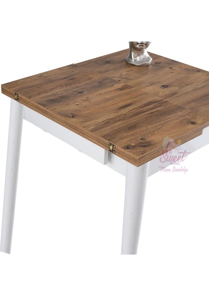 Yanlardan Açılır Katlanır Büyüyen Kare Masa 75 x 80 cm