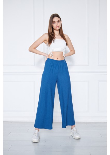 Kadın Büyük Beden Bel Lastikli Bol Paça Börülce Kumaş Pantolon fiyatları