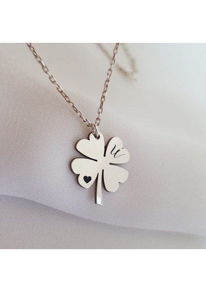 925 Ayar Gümüş Yonca Harf Kolye