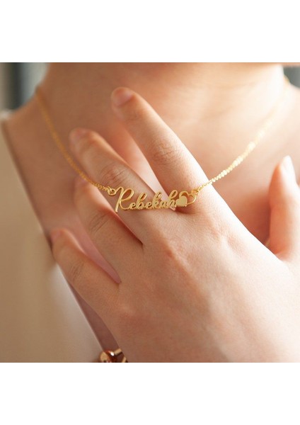 925 Ayar Gümüş Isim Kalp Kolye