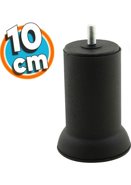 Mobilya Yatak Metal Kanepe Baza Koltuk Orta Destek Ayağı M8 Civata Siyah Metal Ayak 10 cm