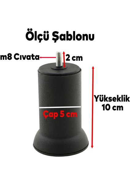 Mobilya Yatak Metal Kanepe Baza Koltuk Orta Destek Ayağı M8 Civata Siyah Metal Ayak 10 cm indirimleri