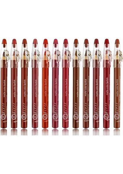 12'li Set Kalemtraşlı Kalın Dudak Kalemi