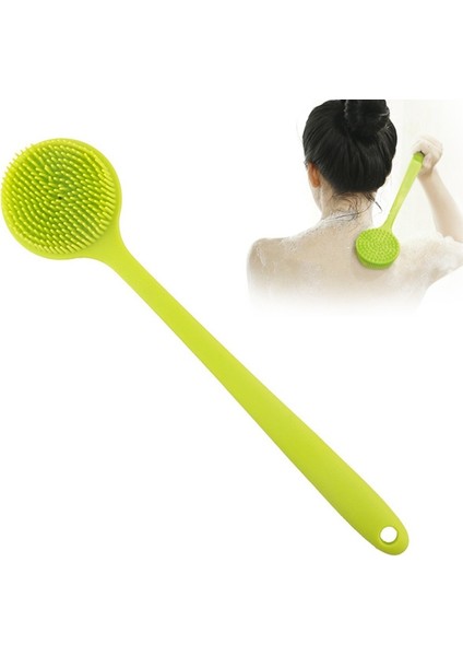Uzun Saplı Silikon Banyo Duş Fırçası - Yeşil (Yurt Dışından)