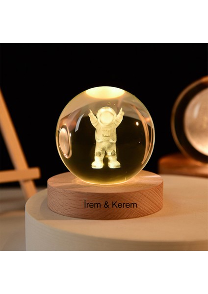 Işıklı Ahşap Kaideli 2'lü Cam Küre 8cm*6cm