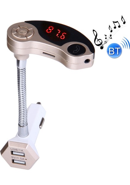 GT86 Çift USB Şarj Araba Bluetooth Fm Verici Kiti (Gold) (Yurt Dışından)