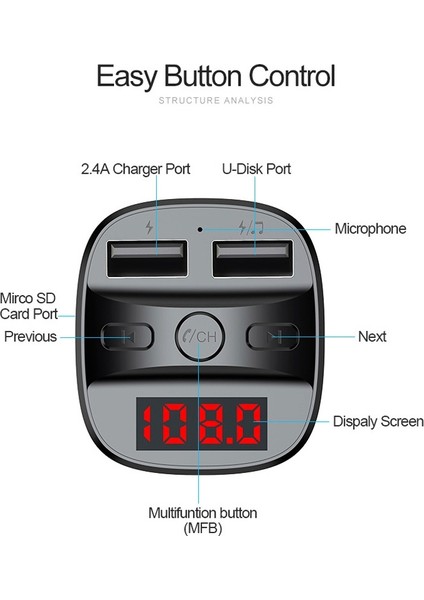 T60 Araba Mp3 Bluetooth Çalar (Yurt Dışından)