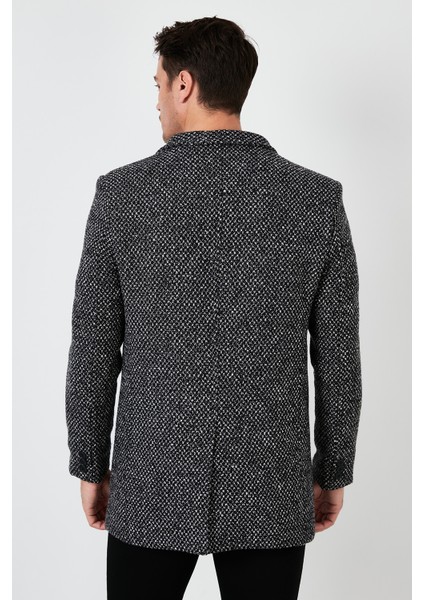 Slim Fit Tek Yırtmaçlı Düğmeli Dik Yaka Kaşe Kaban Erkek Kaban 5840110 indirimleri