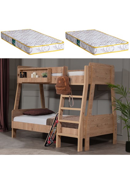 Ranza, Trend Geniş Ikili Ranza - Ceviz + 2 Adet Comfort Yatak