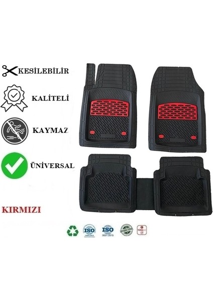 Citroen Nemo 2013 4d Havuzlu Universal Paspas Kırmızı