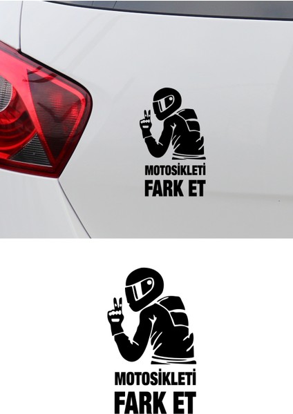 Motosikleti Fark Et Oto Araba Cam Motosiklet Sticker Siyah 15 x 9 cm