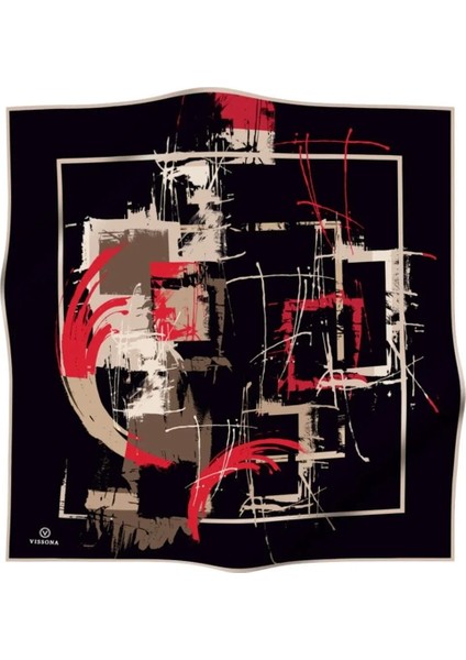 Kadın Twill İpek Eşarp Siyah - Kırmızı fiyatları