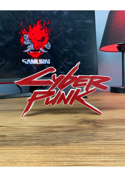 Cyberpunk Kırmızı Logo Figür - Çarpıcı Aksesuar