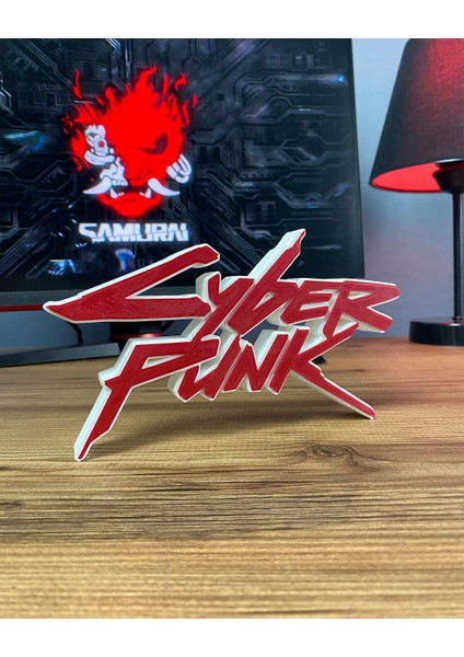 Cyberpunk Kırmızı Logo Figür - Çarpıcı Aksesuar