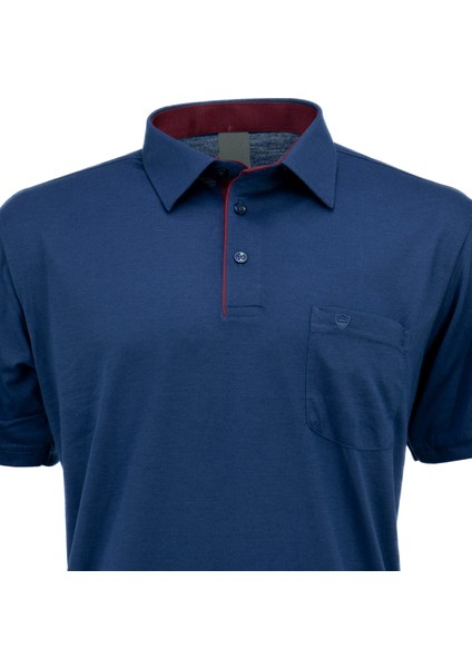 Erkek Gömlek Yaka Cepli Kısa Kollu Normal Kesim Tam Kalıp Premium Pamuklu Kumaş T-Shirt