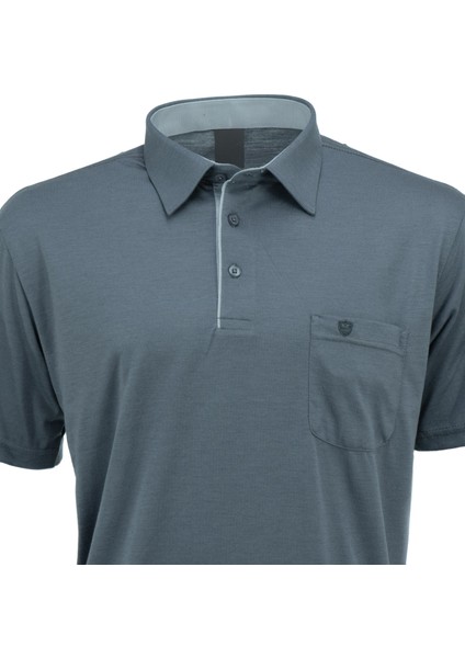 Erkek Gömlek Yaka Cepli Kısa Kollu Normal Kesim Tam Kalıp Premium Pamuklu Kumaş T-Shirt
