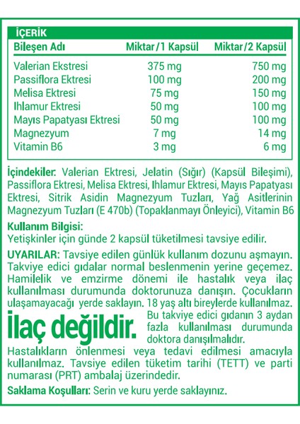 Valerian Root Kedi Otu Extract & Pasiflora 90 Kapsül