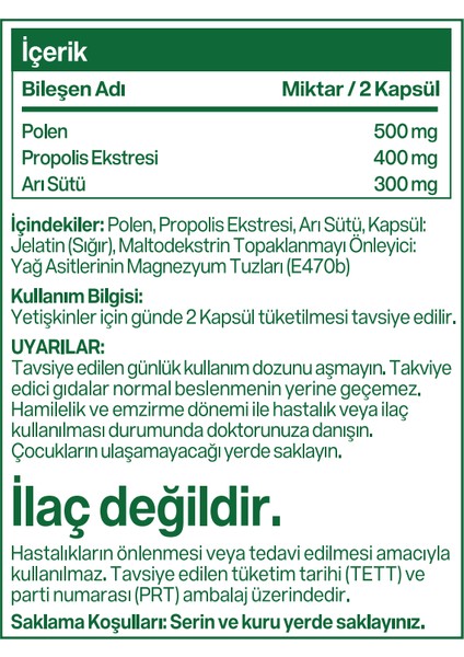 Bee Complex (Propolis, Arı sütü, Polen) 60 Kapsül