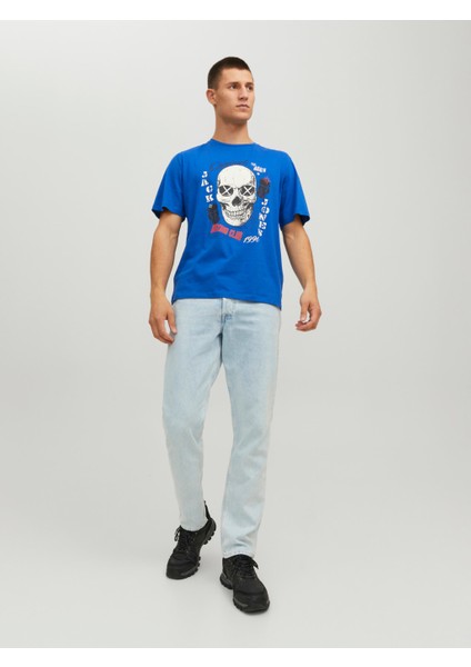 Jorroxbury Tee Ss Crew Neck Sn Mavi Erkek T-Shirt 12227779-Nauti fırsatları