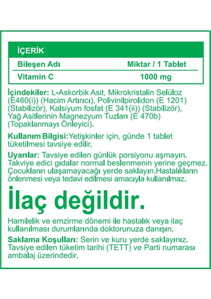 C Vitamin 1000 Mg 30 Tablet