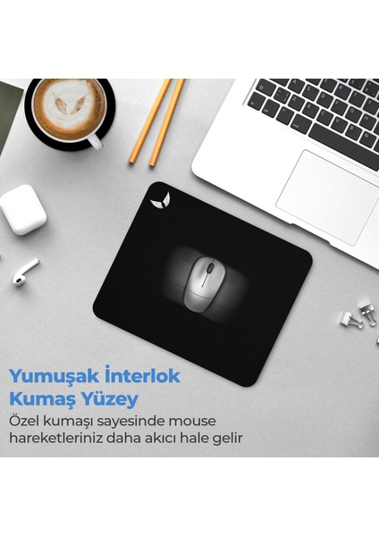 Siyah Mouse Pad 27x23 Cm Medium - Orta Boy Mousepad Klavye Fare Altlığı MP01