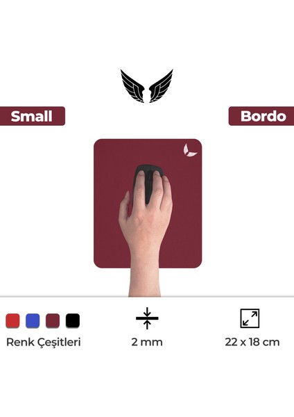 Bordo Mouse Pad 22x18 Cm Small - Küçük Boy Ofis Tipi Mousepad Klavye Fare Altlığı MP02