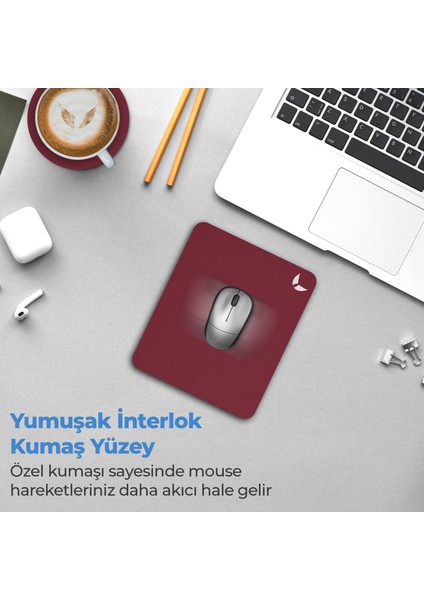 Bordo Mouse Pad 22x18 Cm Small - Küçük Boy Ofis Tipi Mousepad Klavye Fare Altlığı MP02