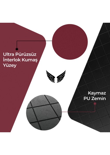 Bordo Mouse Pad 22x18 Cm Small - Küçük Boy Ofis Tipi Mousepad Klavye Fare Altlığı MP02