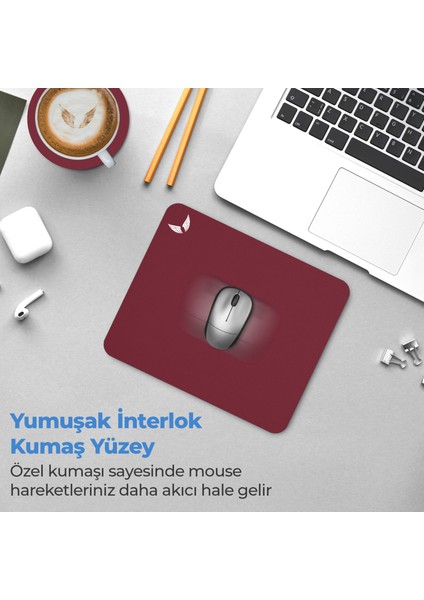 Bordo Mouse Pad 27x23 Cm Medium - Orta Boy Mousepad Klavye Fare Altlığı MP01