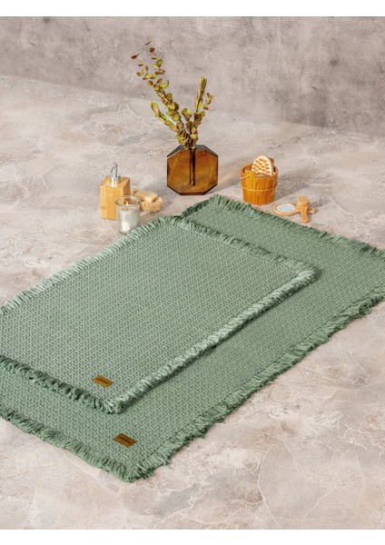 Bath Rug Set Yeşil 75X125 60X90