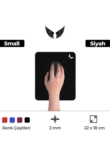 Siyah Mouse Pad 22x18 Cm Small - Küçük Boy Ofis Tipi Mousepad Klavye Fare Altlığı MP02