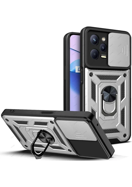 MTK Moveteck Xiaomi Poco X5 Pro 5g Uyumlu Kılıf Kamera Lens Korumalı Sürgülü Yüzüklü Standlı Zırh Tank Tam Koruyucu Kapak