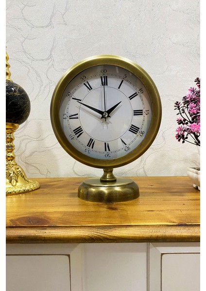 25X20 cm Eskitme Metal Lüks Masa Saati