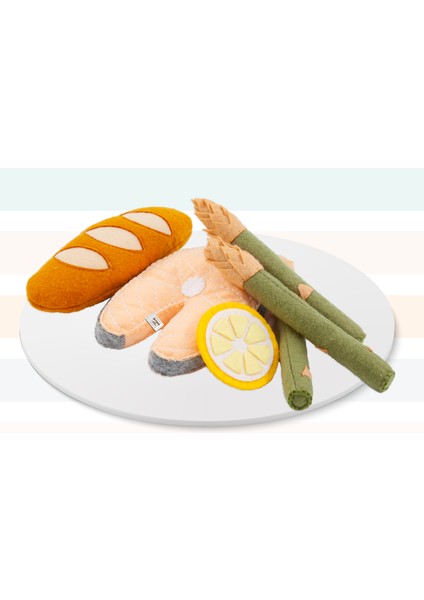 Keçe Oyuncak - Somon Yemek Oyun Seti - Felt Toys - %100 El Yapımı