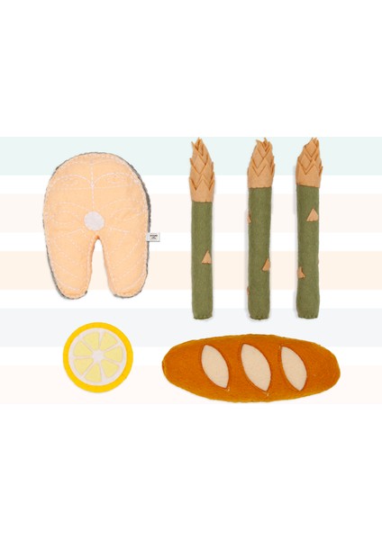 Keçe Oyuncak - Somon Yemek Oyun Seti - Felt Toys - %100 El Yapımı fiyatları