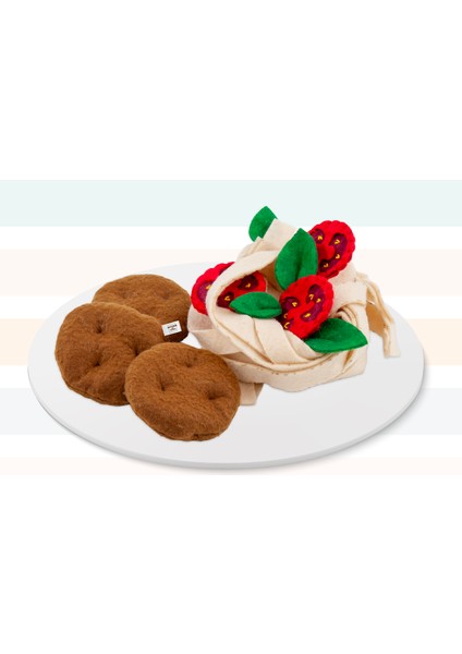Keçe Oyuncak - Fettuccine Yemek Oyun Seti - Felt Toys - %100 El Yapımı