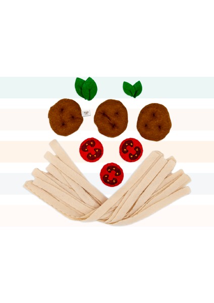Keçe Oyuncak - Fettuccine Yemek Oyun Seti - Felt Toys - %100 El Yapımı fiyatları