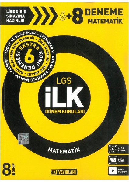 Hız Yayınları LGS Ilk Dönem Matematik 6 - 8 Deneme Sınavı