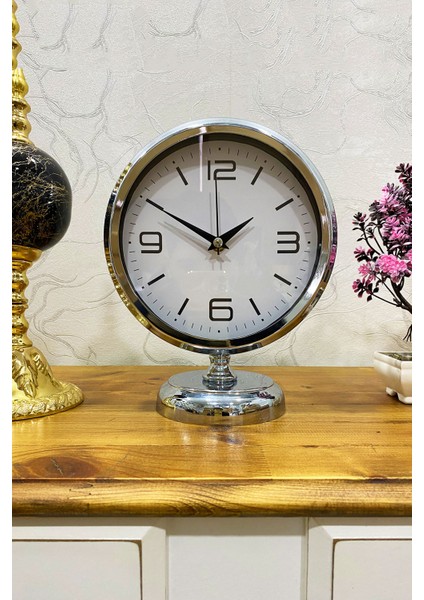 25X20 cm Krom Metal Lüks Masa Saati