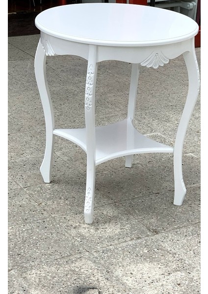 Fiskos 4AYAK Oymalı Model Parlak Ihlamur Ağacı Ayak Parlak Beyaz Mdf Tabla Kutuda Sevk El Yapım