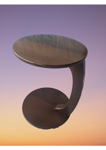 Ufo C Sehpa Mdf Parlak Ceviz Lake Boya, Altı Tekerlek Kanepede Oturarak Çalışma Imkanı Tekerli