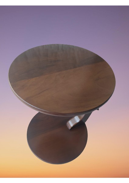 Ufo C Sehpa Mdf Parlak Ceviz Lake Boya, Altı Tekerlek Kanepede Oturarak Çalışma Imkanı Tekerli