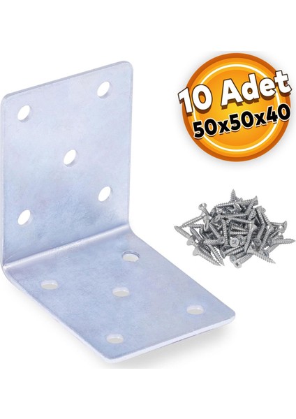 Mobilya Dolap Köşe Bağlantı Sabitleme L Demir Gönye 50X50X40 mm (10 Adet)