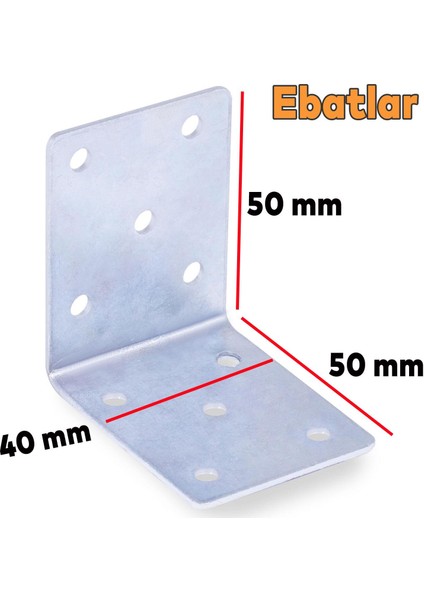 Mobilya Dolap Köşe Bağlantı Sabitleme L Demir Gönye 50X50X40 mm (10 Adet)