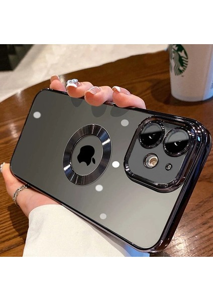 iPhone 11 Kılıf Kamera Lens Korumalı Şeffaf Renkli Logo Gösteren Parlak Omega Kapak Siyah fiyatları