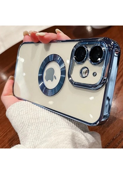 iPhone 11 Kılıf Kamera Lens Korumalı Şeffaf Renkli Logo Gösteren Parlak Omega Kapak Açık Mavi fiyatları