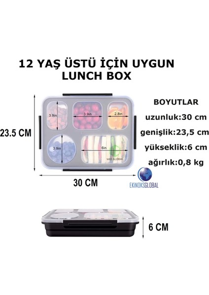 Taşınabilir Beş Bölmeli 304 Paslanmaz Çelik Çocuk Öğrenci , Ofis Için Yemek Kutusu Sefer Tası 1600ML