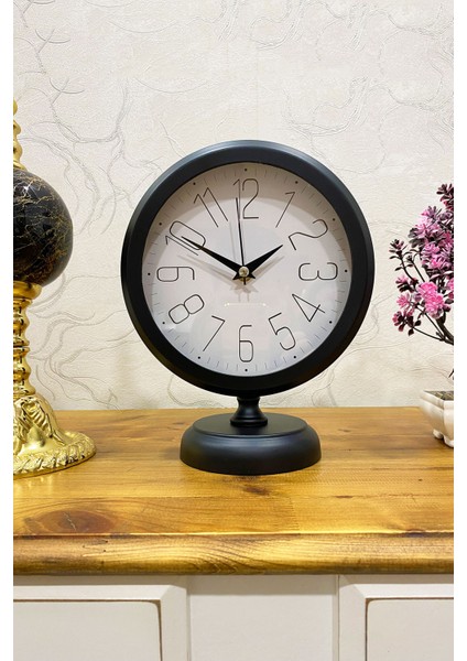 25X20 cm Siyah Metal Lüks Masa Saati