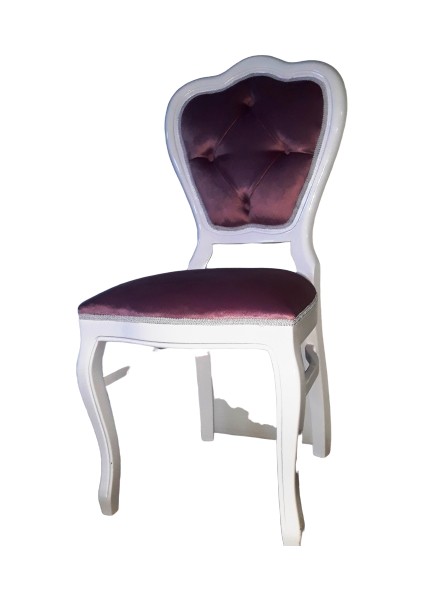 Sandalye ST Klasik Mobilya Model Kayın İskelet Parlak Beyaz babyface kumaş Olukl